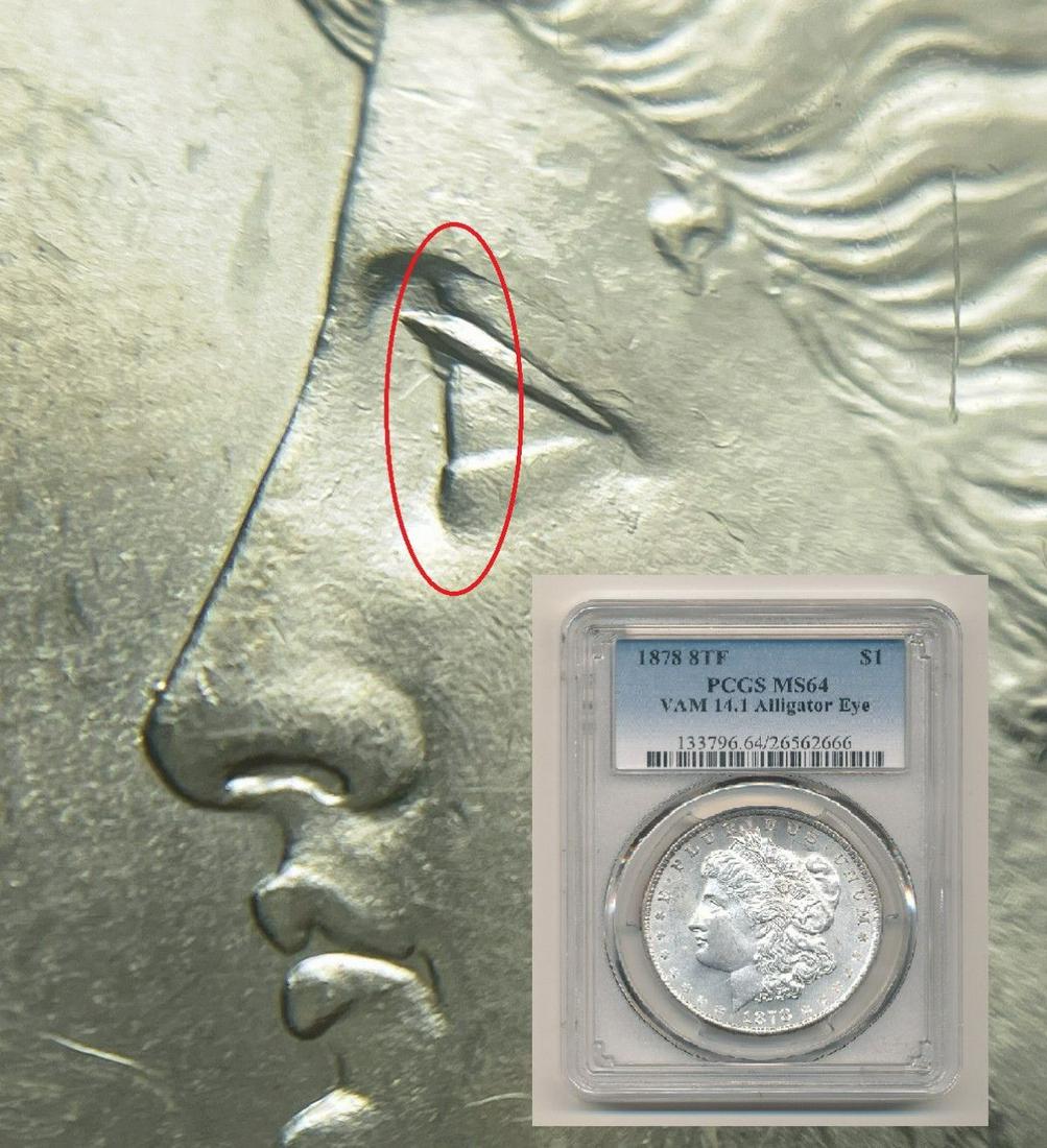 1878 8TF Morgan Dollar PCGS MS64 Alligator Eye (1 of 4)