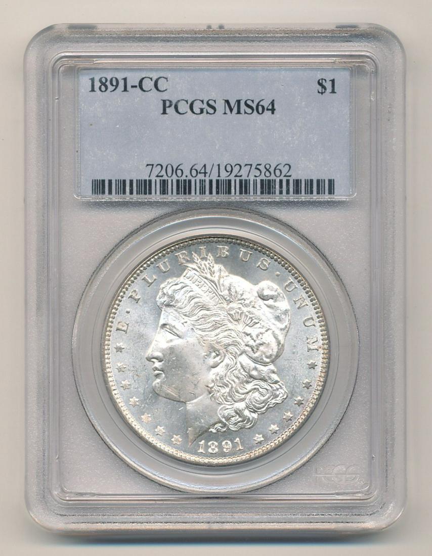 1891-CC Carson City Morgan Silver Dollar PCGS MS64 (1 of 2)
