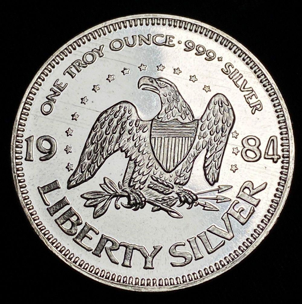 1984 Hoffman Liberty Flying Eagle 1oz Silver: Winner shall receive a coin precisely resembling the coin shown here. (EM/UB)
