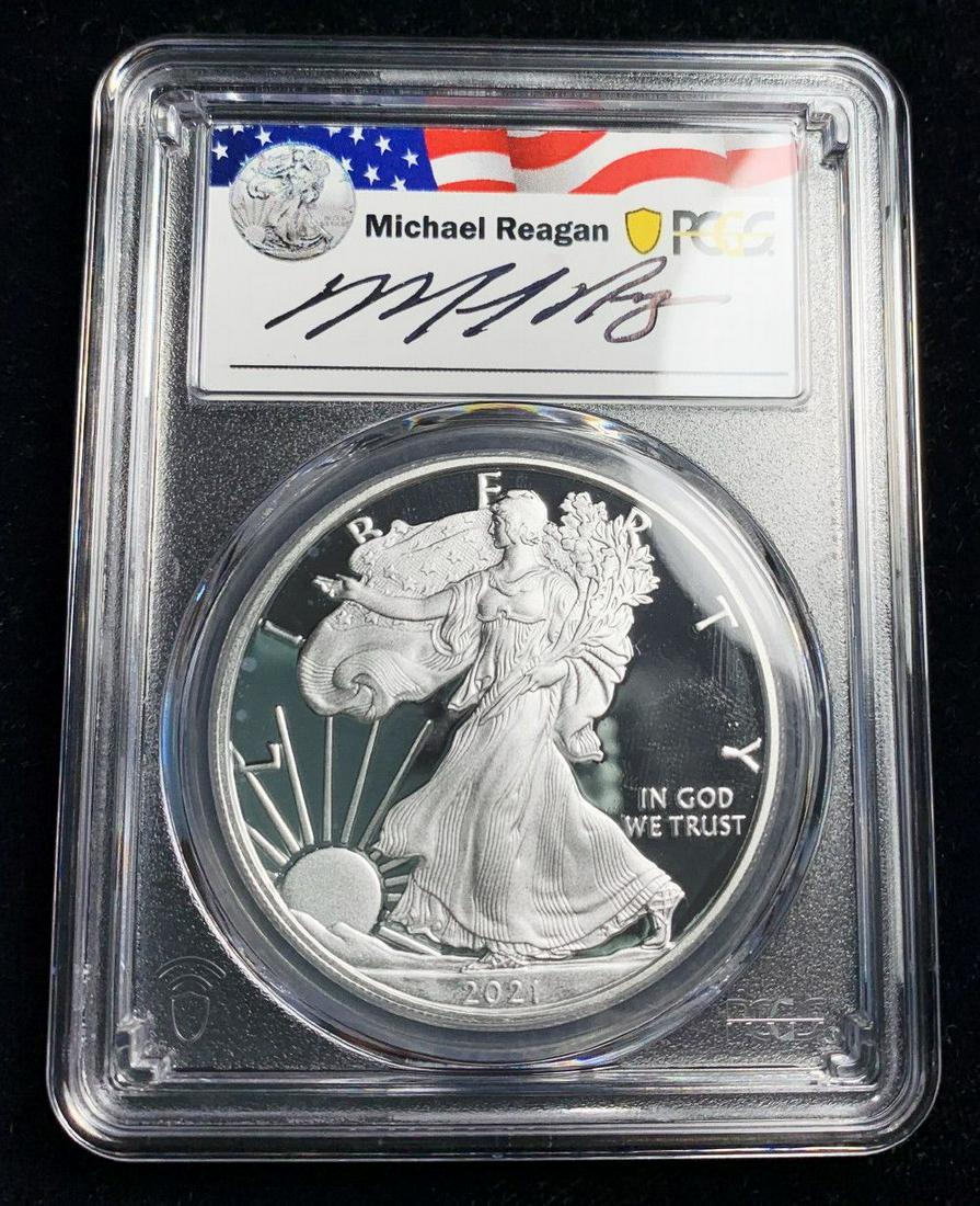 2021-W American Slvr Eagle PCGS PR70DCAM 1st Day Reagan (1 of 2)