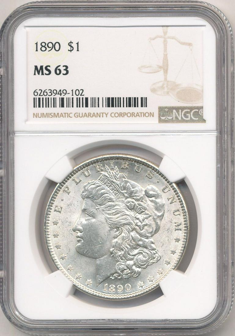 1890 Morgan Silver Dollar NGC MS63 (1 of 4)