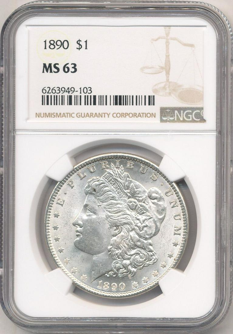 1890 Morgan Silver Dollar NGC MS63 (1 of 4)