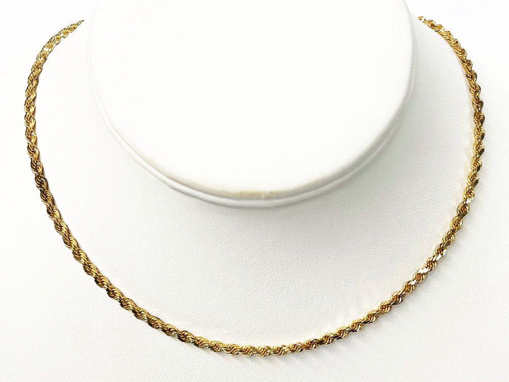14.9 Gram 14 Karat Gold Necklace: Get a great deal on gold, without the inflated jewelers premium! Our reserves on these are calculated with the melt price of gold set at $1900/oz or $61.10/gram.Length: 17.5 inches Weight: 14.9 GramsW