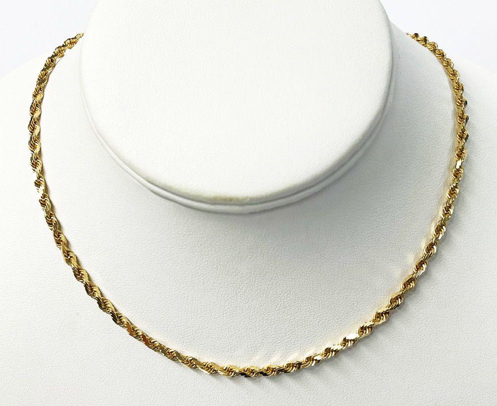 15.3 Gram 14 Karat Gold Necklace: Get a great deal on gold, without the inflated jewelers premium! Our reserves on these are calculated with the melt price of gold set at $1900/oz or $61.10/gram.Length: 17.5 inches Weight: 15.3 GramsW