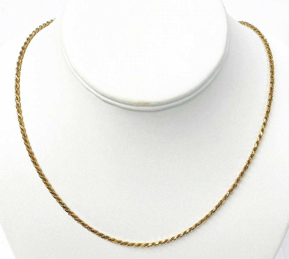 12.2 Gram 14 Karat Gold Necklace: Get a great deal on gold, without the inflated jewelers premium! Our reserves on these are calculated with the melt price of gold set at $1900/oz or $61.10/gram.Length: 20 inches Weight: 12.2 GramsWin