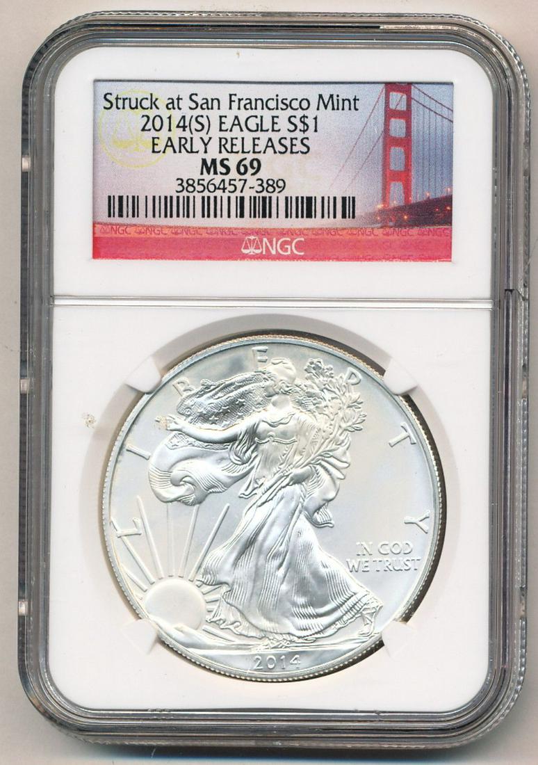 2014-S Silver Eagle Struck At San Francisco NGC MS69 (1 of 2)