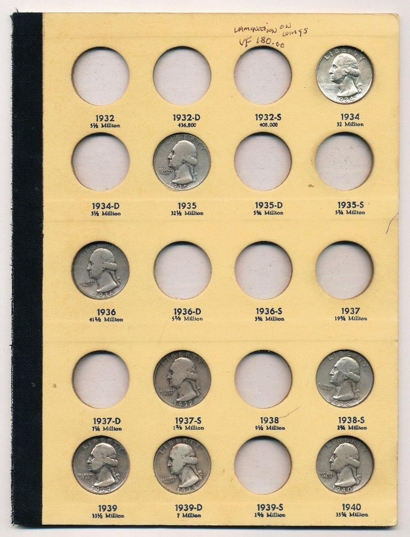 (8-coins) Washington Silver Quarters 1934-1940 (1 of 5)