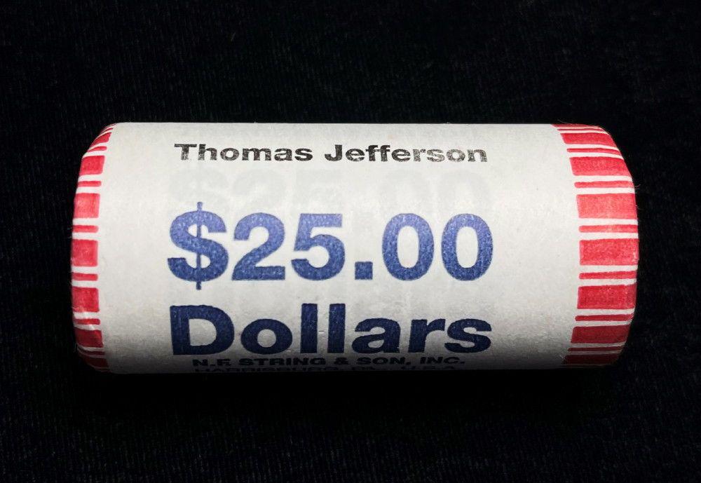 $25 Roll Jefferson Presidential Golden Dollars: Winner shall receive the exact roll shown here. (IS/B)