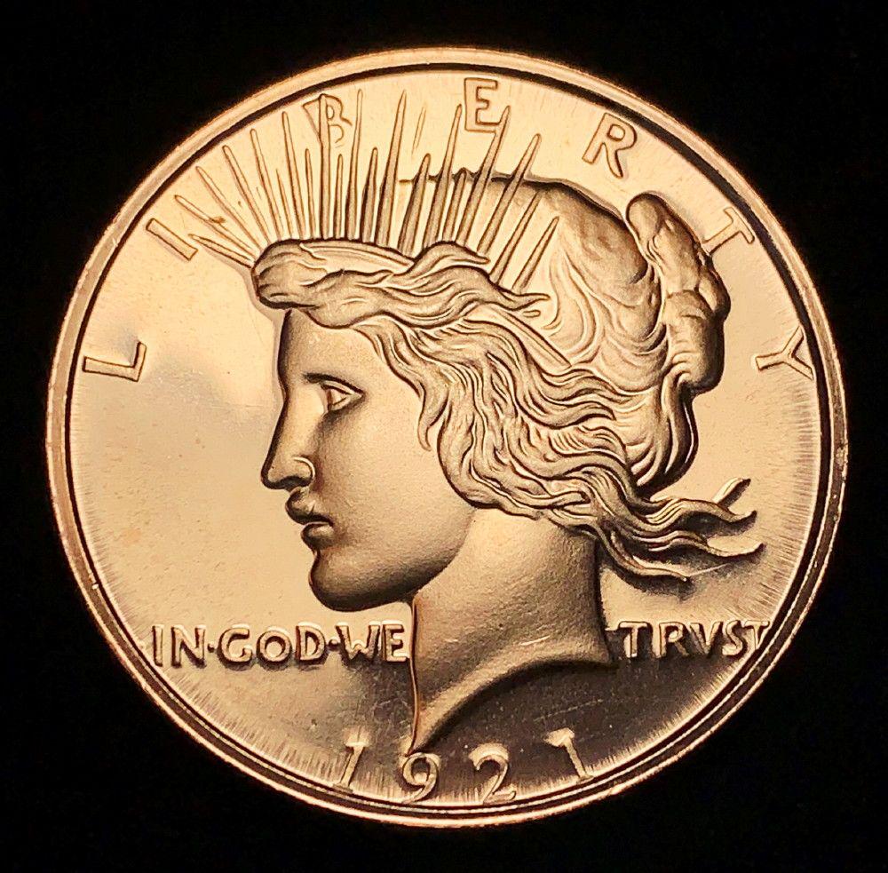1 oz Copper Round 1921 Peace Dollar (1 of 2)
