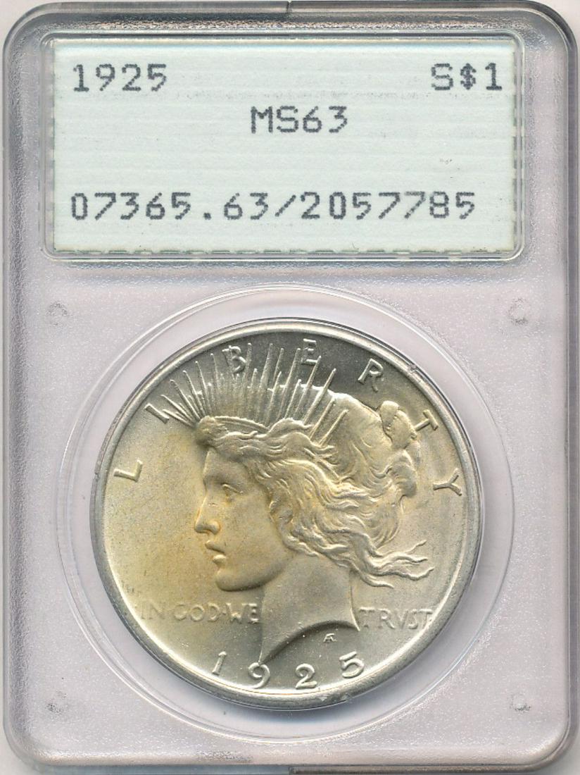 1925 Peace Silver Dollar OGH PCGS MS63 (1 of 4)