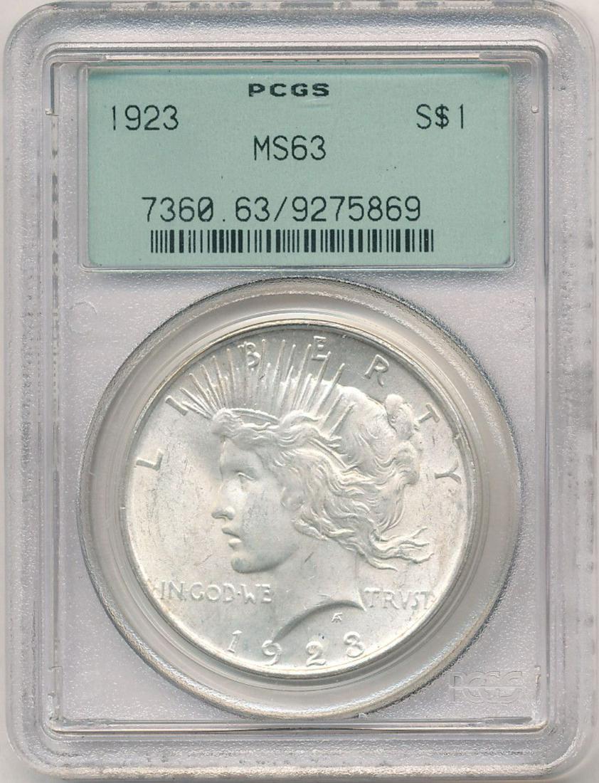 1923 Peace Silver Dollar OGH PCGS MS63 (1 of 4)