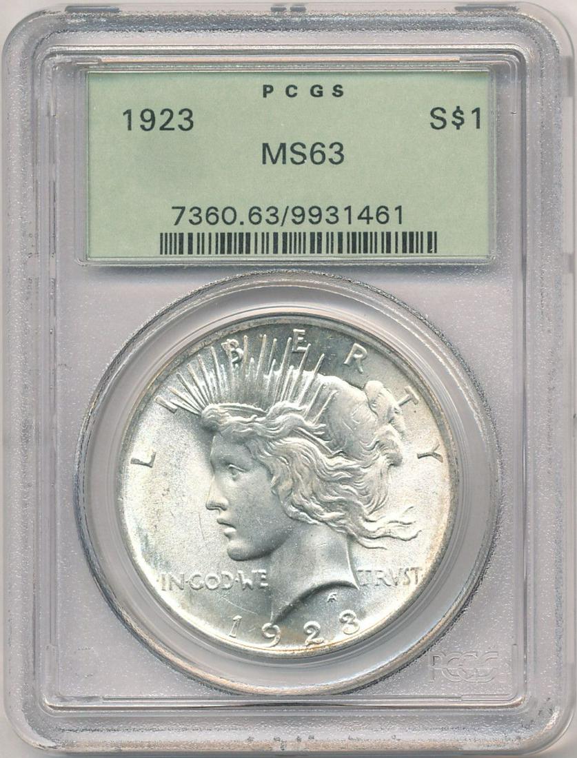 1923 Peace Silver Dollar OGH PCGS MS63 (1 of 4)