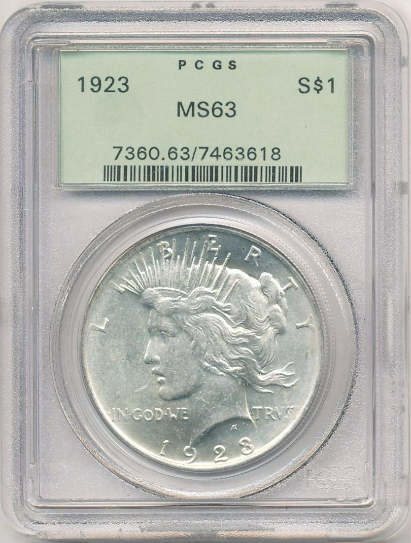 1923 Peace Silver Dollar OGH PCGS MS63 (1 of 4)