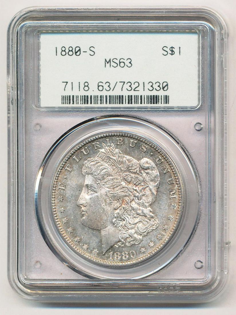 1880-S Morgan Silver Dollar OGH PCGS MS63 (1 of 2)