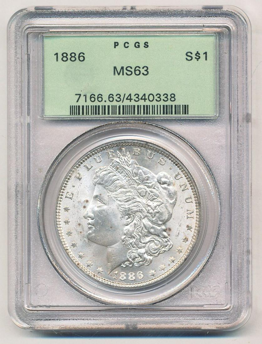 1886 Morgan Silver Dollar OGH PCGS MS63 (1 of 2)