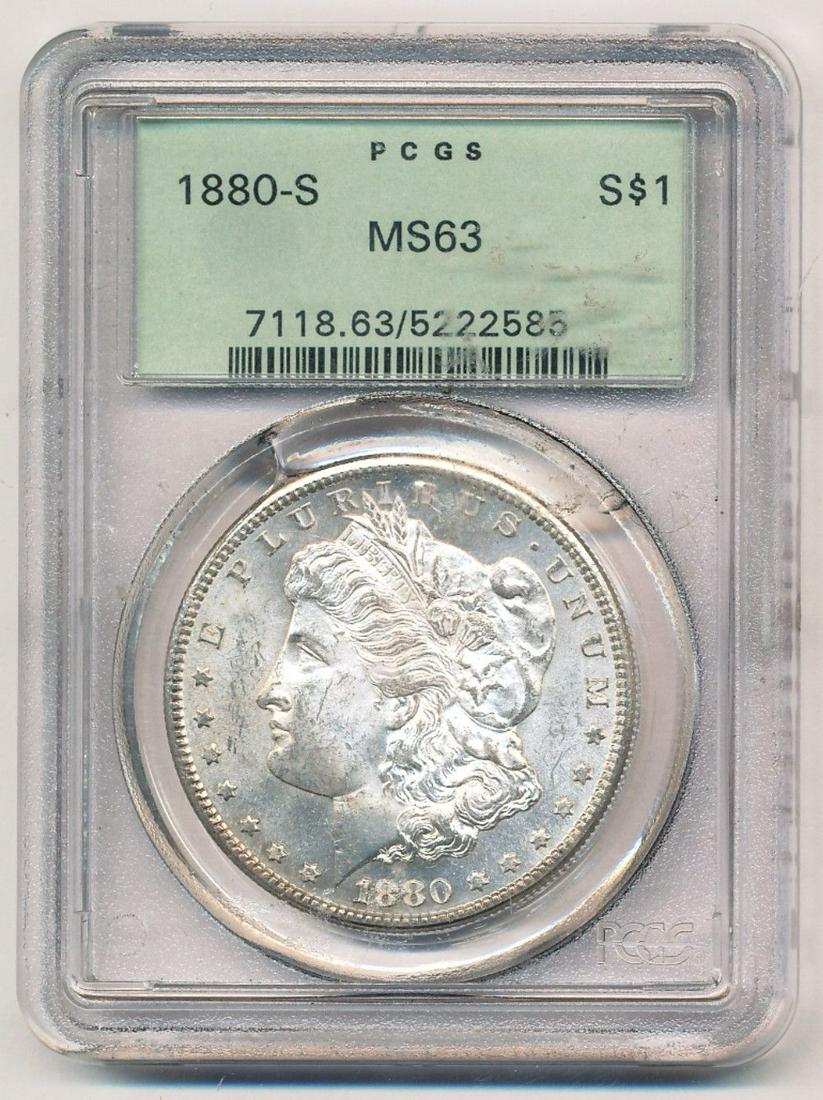 1880-S Morgan Silver Dollar OGH PCGS MS63 (1 of 2)