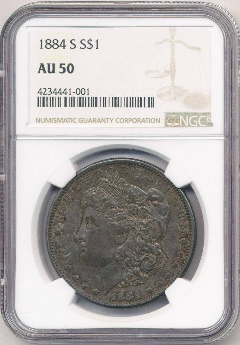 1884-S Morgan Silver Dollar NGC AU50 (1 of 4)