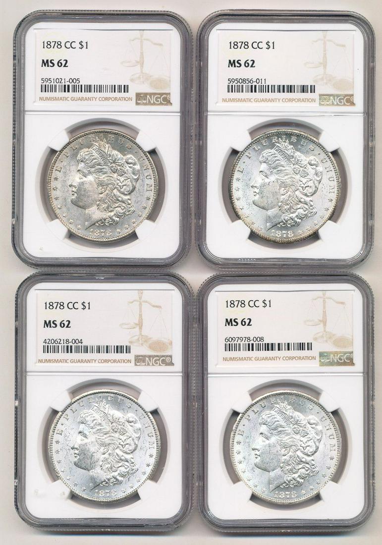 (4) 1878-CC Morgan Silver Dollar NGC MS62 (1 of 6)