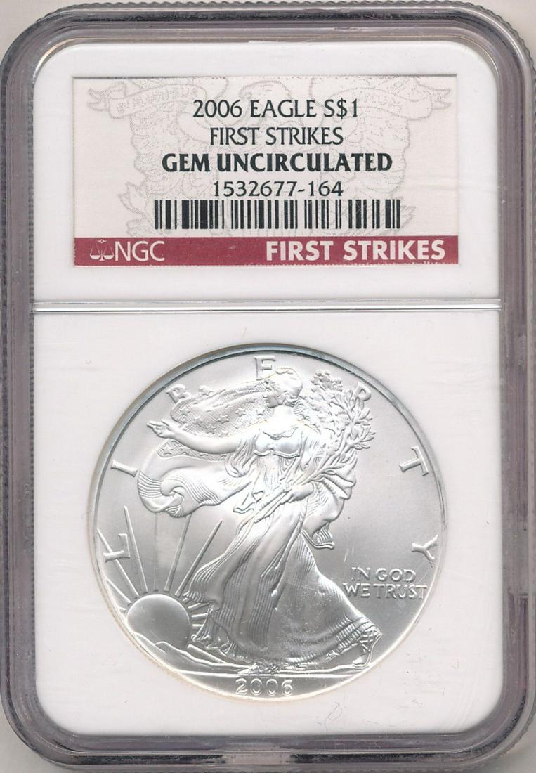 2006 American Silver Eagle Ngc Gem Uncirc. 1st Strike (1 of 4)