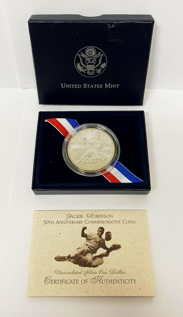 1997 Jackie Robinson 50th Ann. Comm. Coin Silver $1 OGP (1 of 3)
