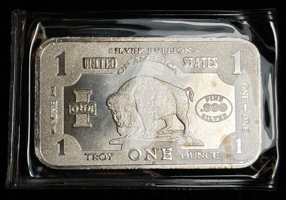 United States Buffalo 1 oz Silver Bar: Winner shall receive the exact bar shown here. (EM)