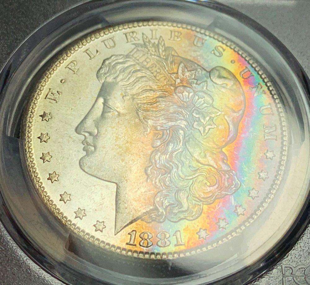 1881-S Morgan Slver $1 PCGS MS63 Monster Rainbow Toning (1 of 7)