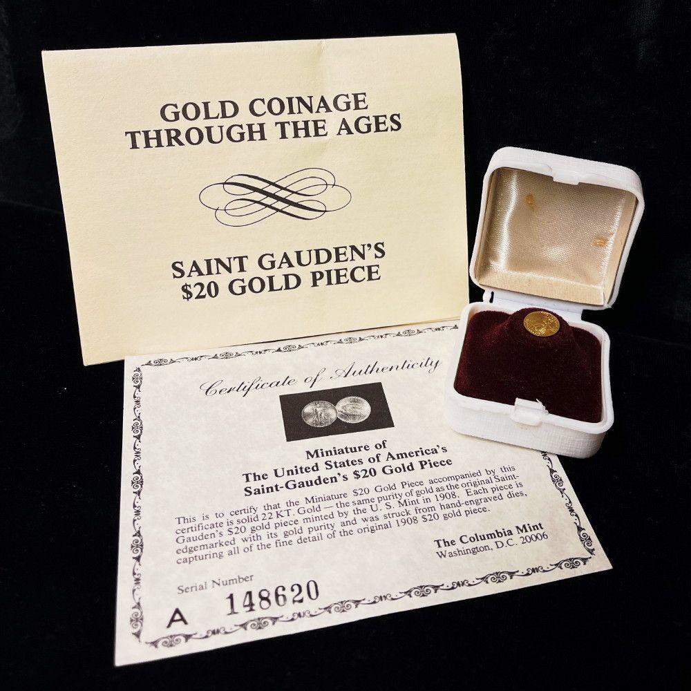 Miniature $20 Gold Saint Gauden's COA: Winner shall receive a coin precisely resembling the one shown here. (EM/UB)