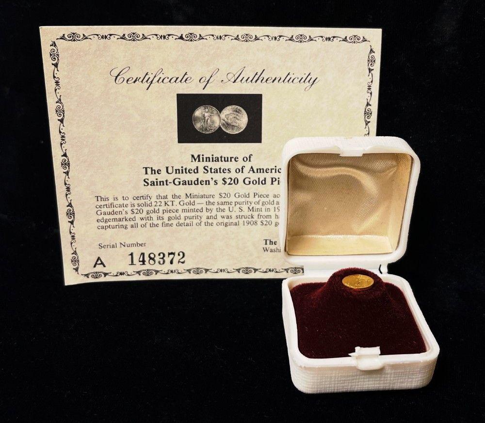 Miniature $20 Gold Saint Gauden's COA: Winner shall receive a coin precisely resembling the one shown here. (EM/UB)