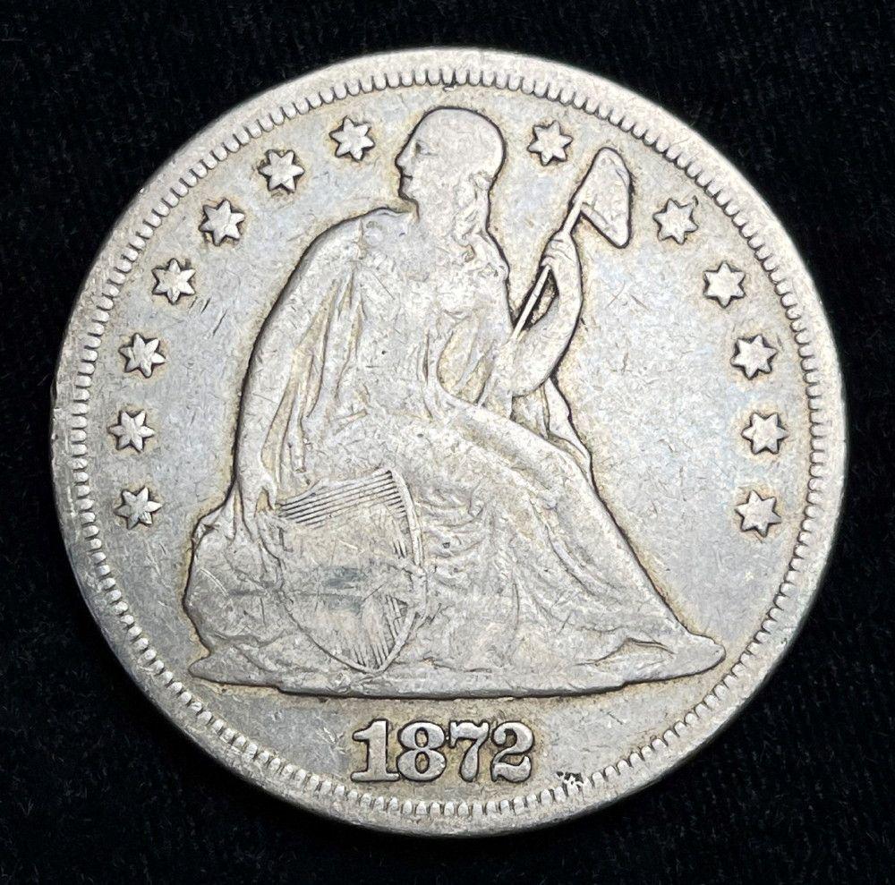 1872 Seated Silver Dollar Original Fine Condition (1 of 2)