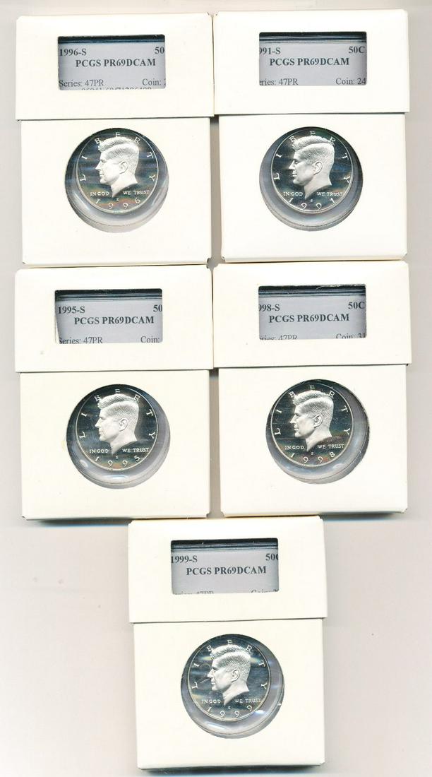 Old PCGS Slab Collection (5) Liberty Half $1 PR69DCAM (1 of 2)