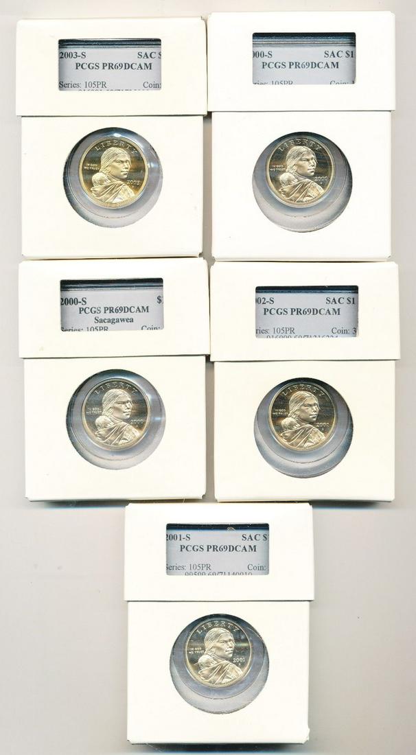 Old PCGS Slab Collection (5) Golden Liberty $1 PR69DCAM (1 of 2)