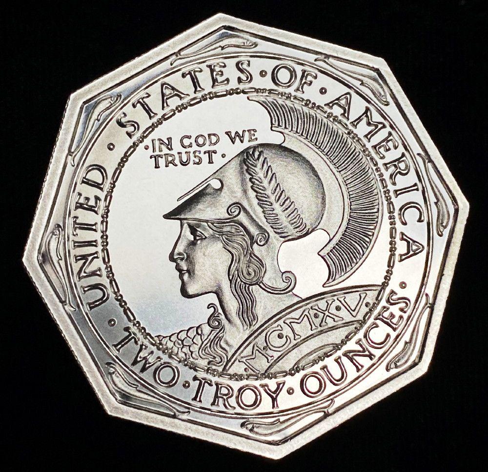 Intaglio Mint Panama Pac. Expo Octagon Tribute 2oz Slvr: Intaglio Mint Panama Pacific Expo Octagonal Tribute 2oz SilverWinner shall receive the exact coin shown here. (EM)