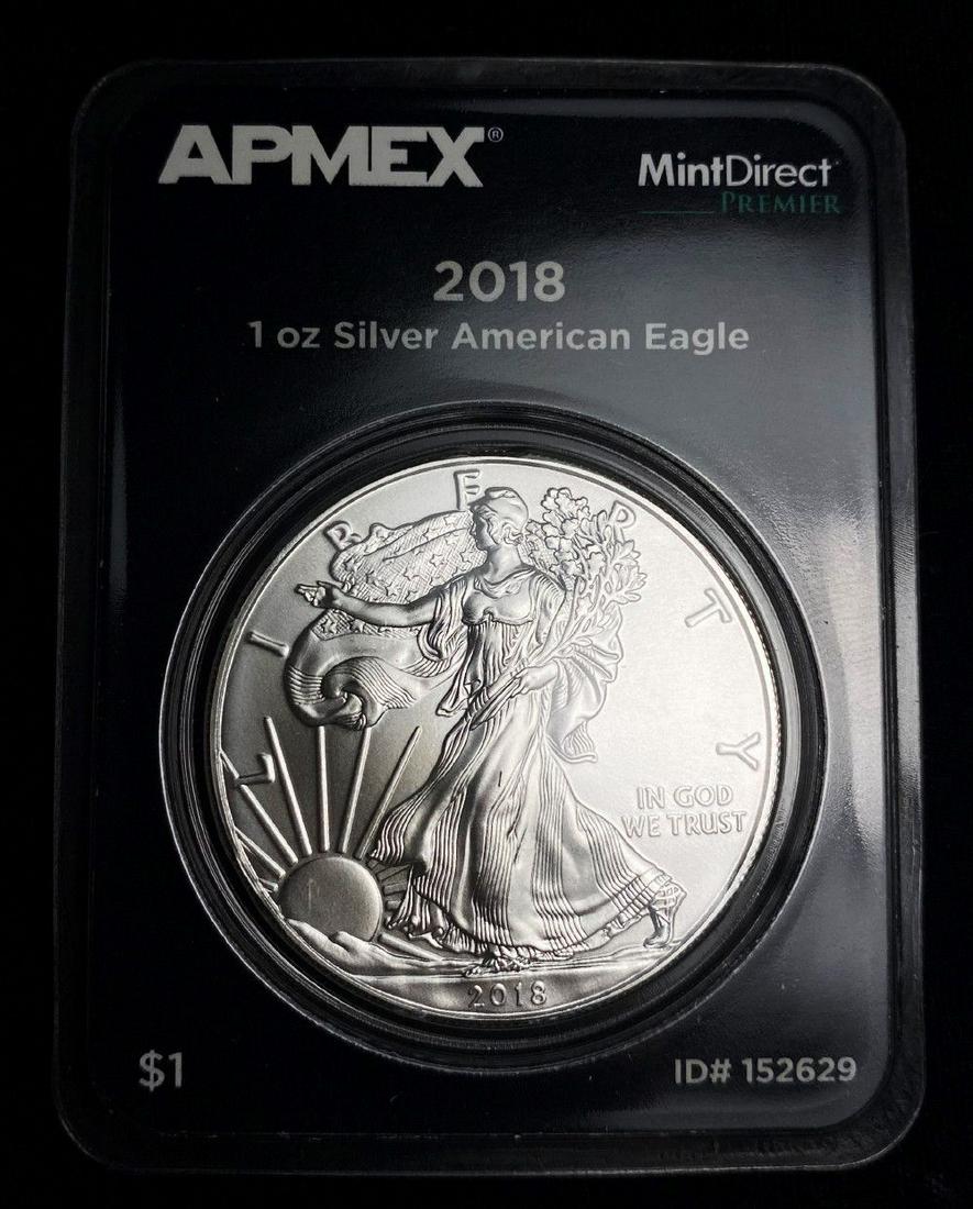 2018 Silver Eagle 1 oz BU Mint Direct: Winner shall receive the exact coin shown here. (EM)
