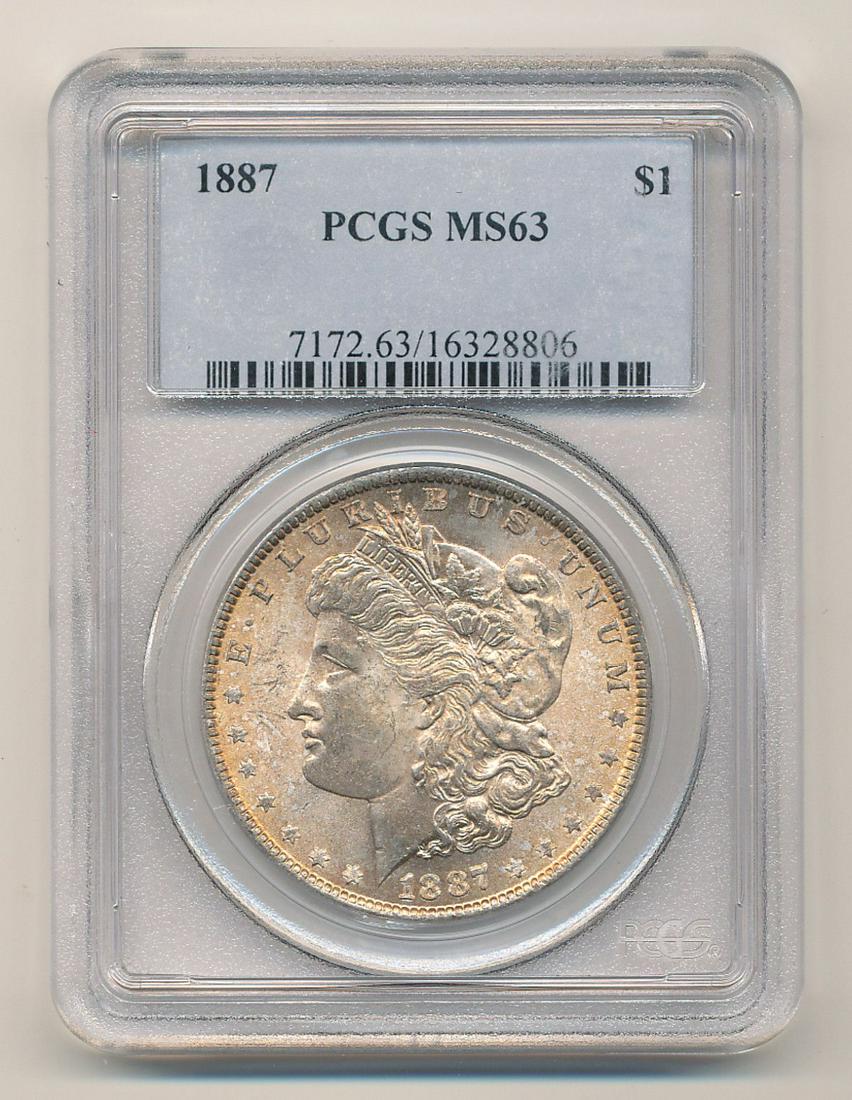Toned 1887 Morgan Silver Dollar PCGS MS63 (1 of 2)