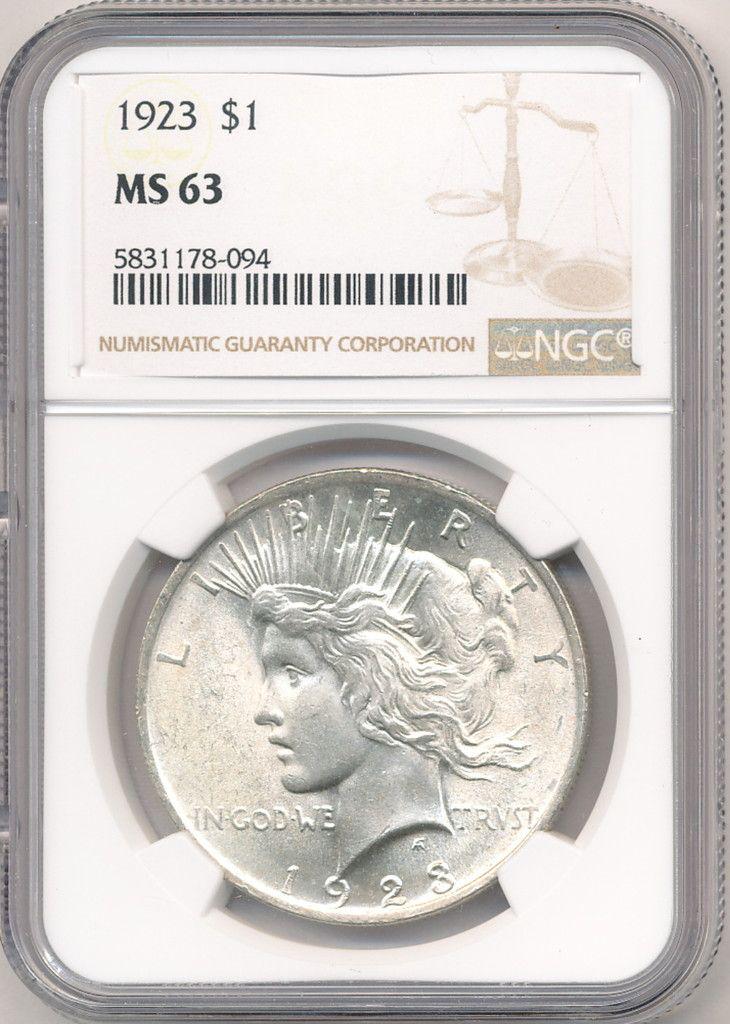 1923 Peace Silver Dollar NGC MS63 (1 of 2)