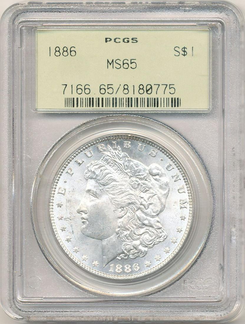 1886 Morgan Silver Dollar Old Green PCGS Holder MS65 (1 of 2)