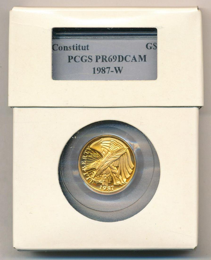 1987-W Constitutional Commem. $5 Gold PCGS PR70DCAM: 1987-W Constitutional Commemorative $5 Gold PCGS PR70DCAMWinner shall receive the exact coin shown here. (IS/B)