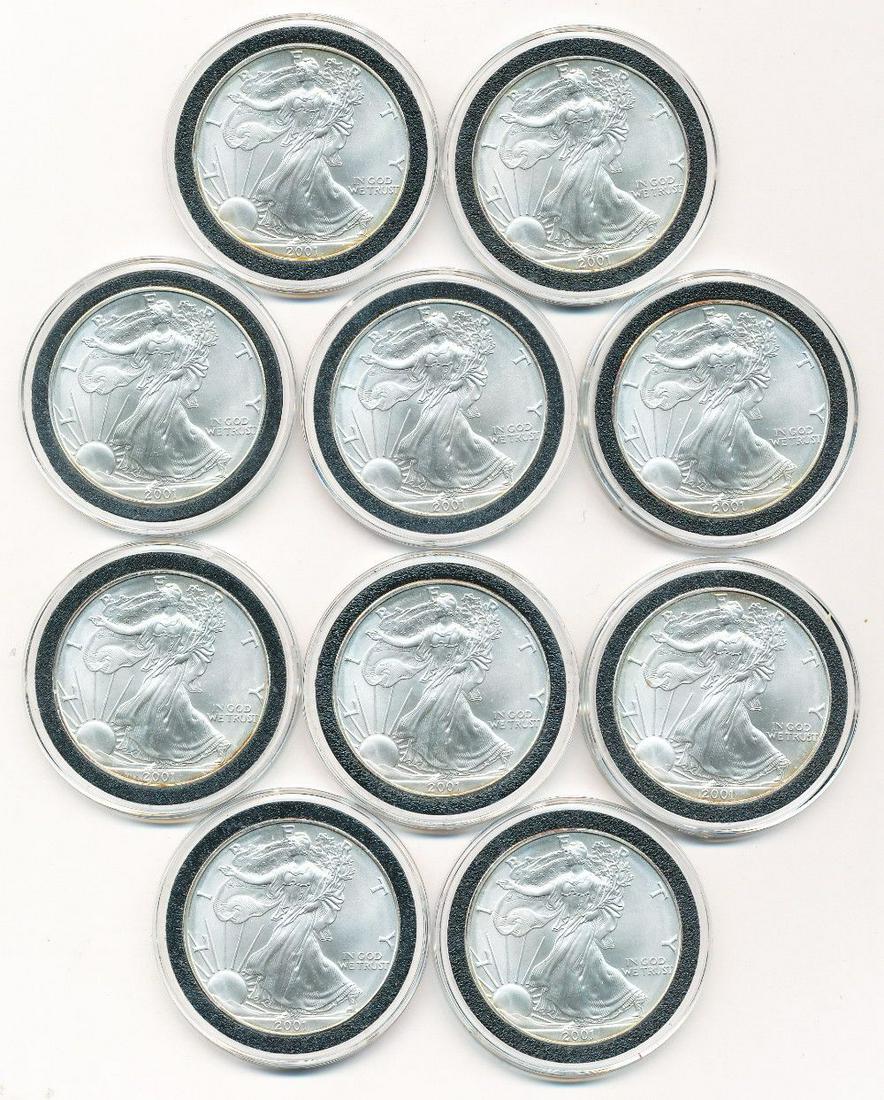 (10) 2001 American Silver Eagles (1 of 2)