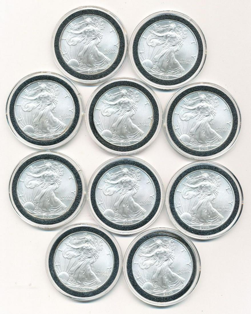 (10) 2003 American Silver Eagles (1 of 2)