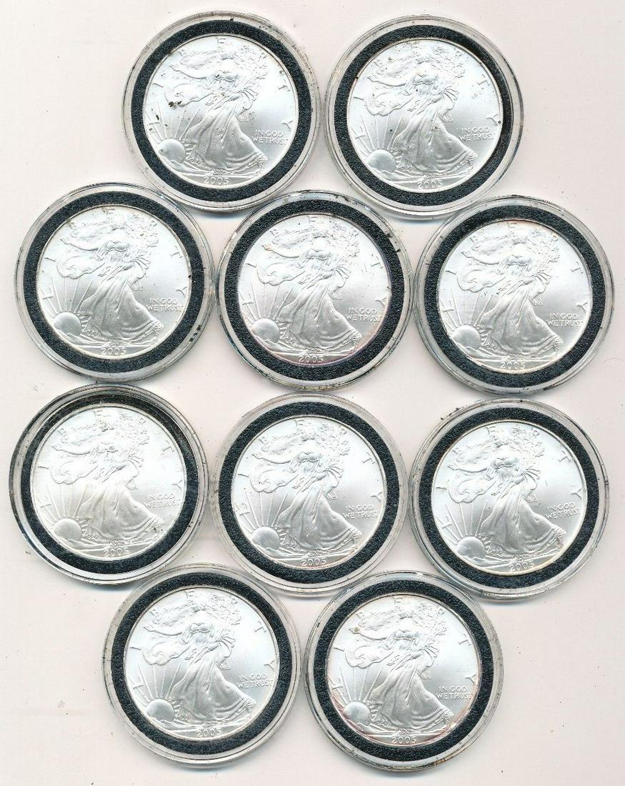 (10) 2005 American Silver Eagles (1 of 2)