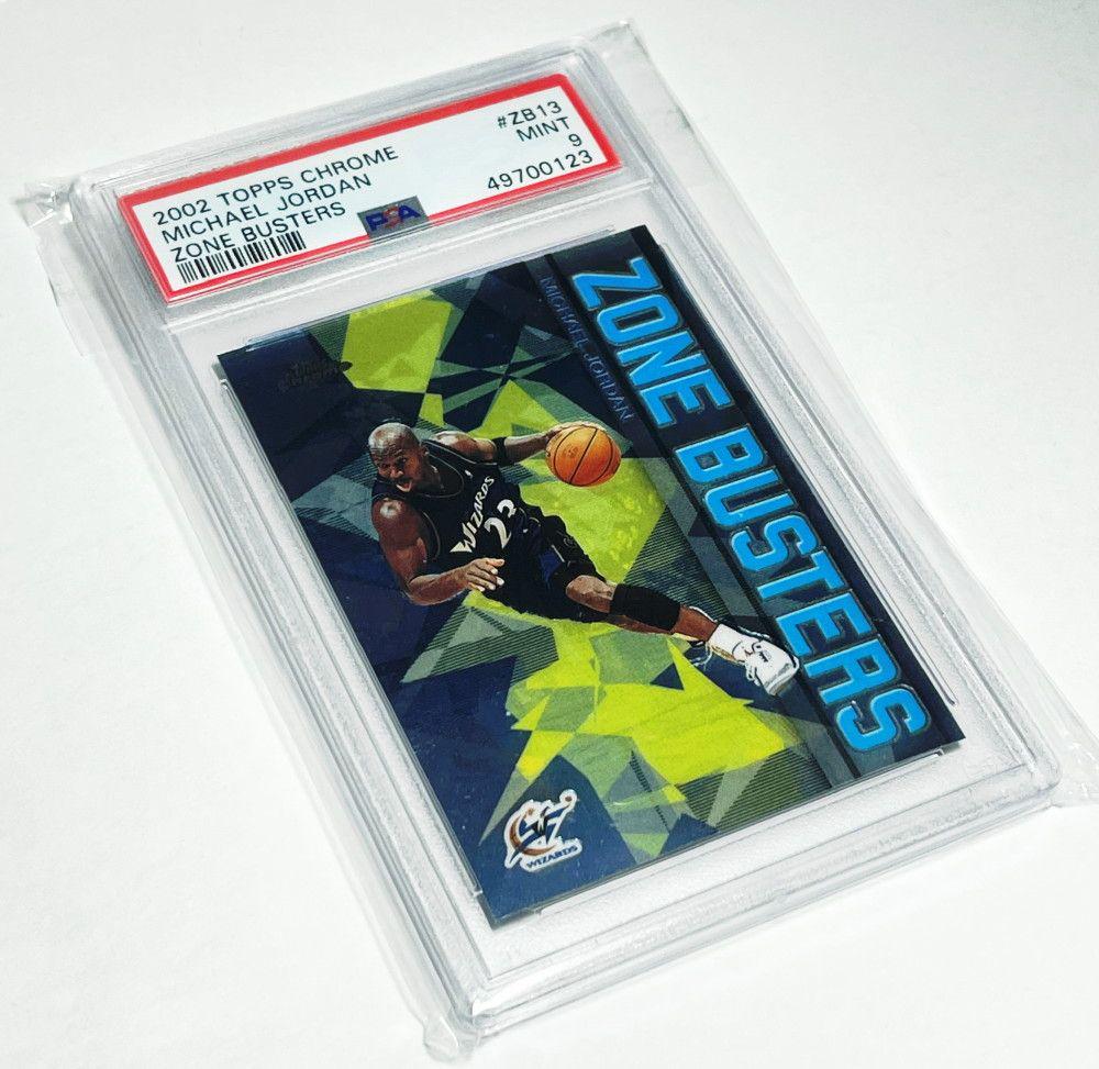 2002 Topps Chrome MICHAEL JORDAN #ZB13 PSA Grade Mint 9: Michael Jordan is one of the most marketable stars in the NBA's history widely considered to be one of the greatest all-around players in the history of the game. With a PSA Mint 9, this is a superb c