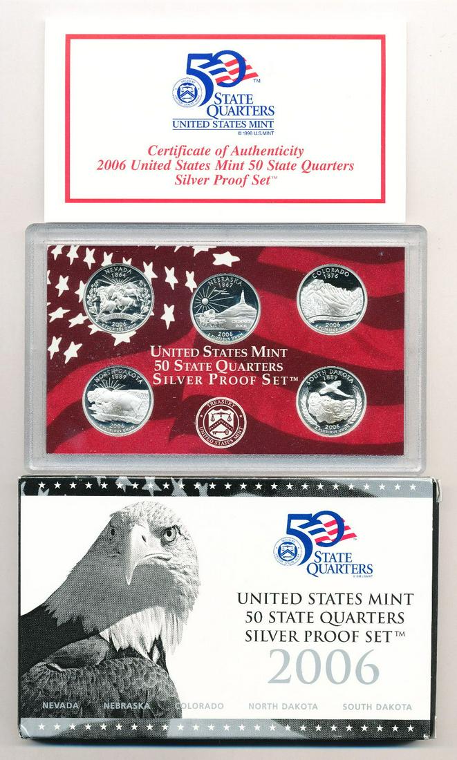 2006 US Mint 50 State 25C Silver Proof Set (5-coins)OGP (1 of 4)