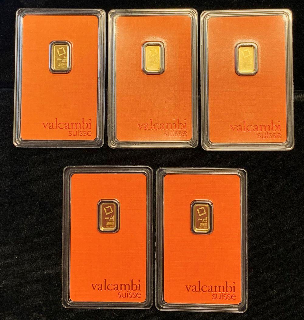 1 Gram .9999 Fine Gold Valcambi Suisse Bars (1 of 8)