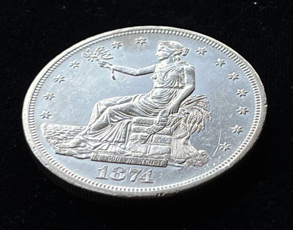 Ultra Rare 1874-CC Silver Trade Dollar MS63 Details (1 of 6)
