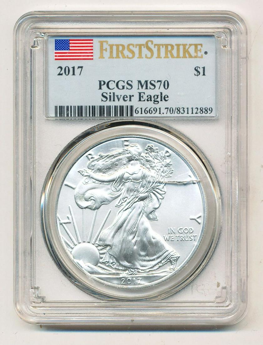 2017 First Strike Silver Eagle PCGS MS70 Cracked Case (1 of 2)