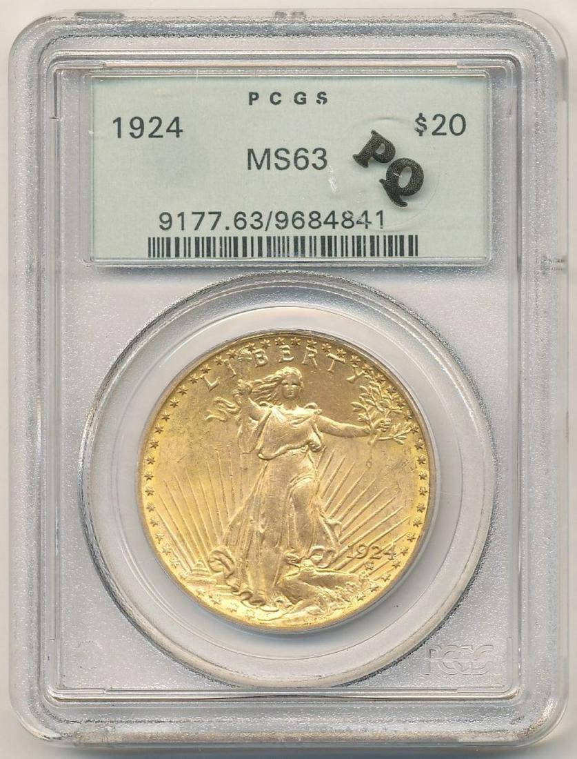 1924 St. Gaudens Gold $20 PCGS OGH MS63 (1 of 4)