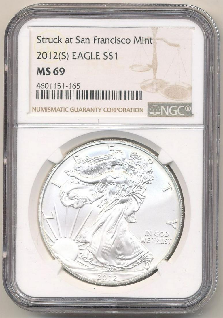2012-S Struck At San Fran. Mint Silver Eagle NGC MS69 (1 of 2)
