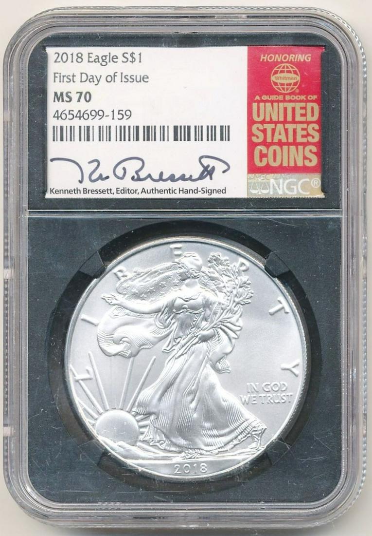 2018 1st Day Of Issue Hand-Signed Silver Eagle NGC MS70 (1 of 2)