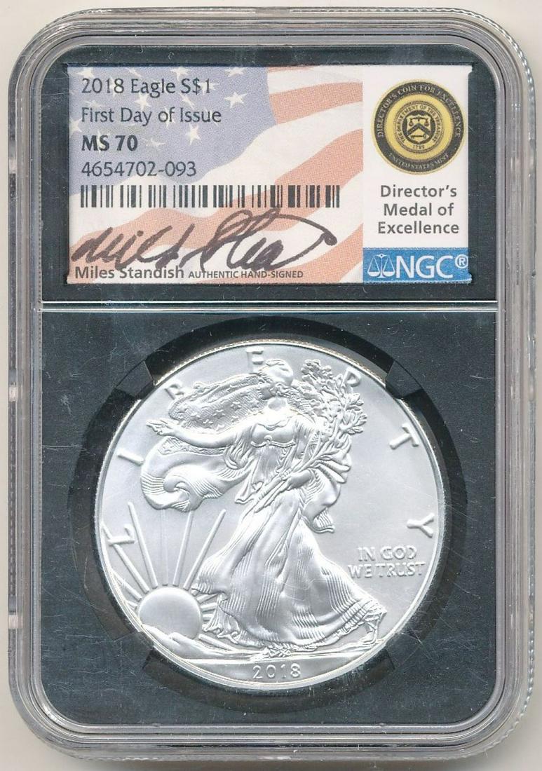 2018 1st Day Of Issue Hand-Signed Silver Eagle NGC MS70 (1 of 2)