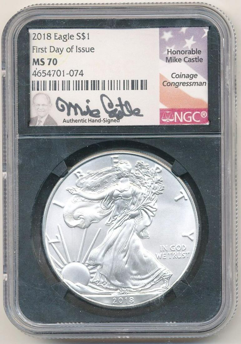 2018 1st Day Of Issue Hand-Signed Silver Eagle NGC MS70 (1 of 2)